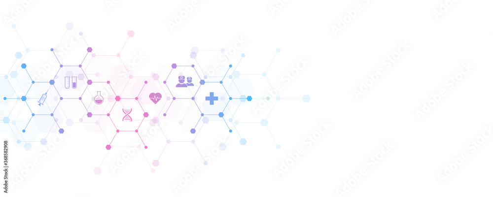 Abstract medical background with flat icons and symbols. Template design with concept and idea for healthcare technology, innovation medicine, health, science and research. Abstract medical background with flat icons and symbols. Template design with concept and idea for healthcare technology, innovation medicine, health, science and research.