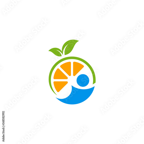 People with Modern fresh orange logo vector illustration, Fresh Orange Slice Logo Design Template