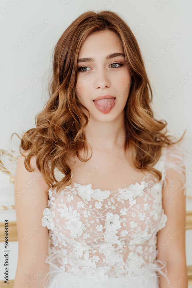 funny bride with its tongue hanging out. funny bride with its tongue hanging out.