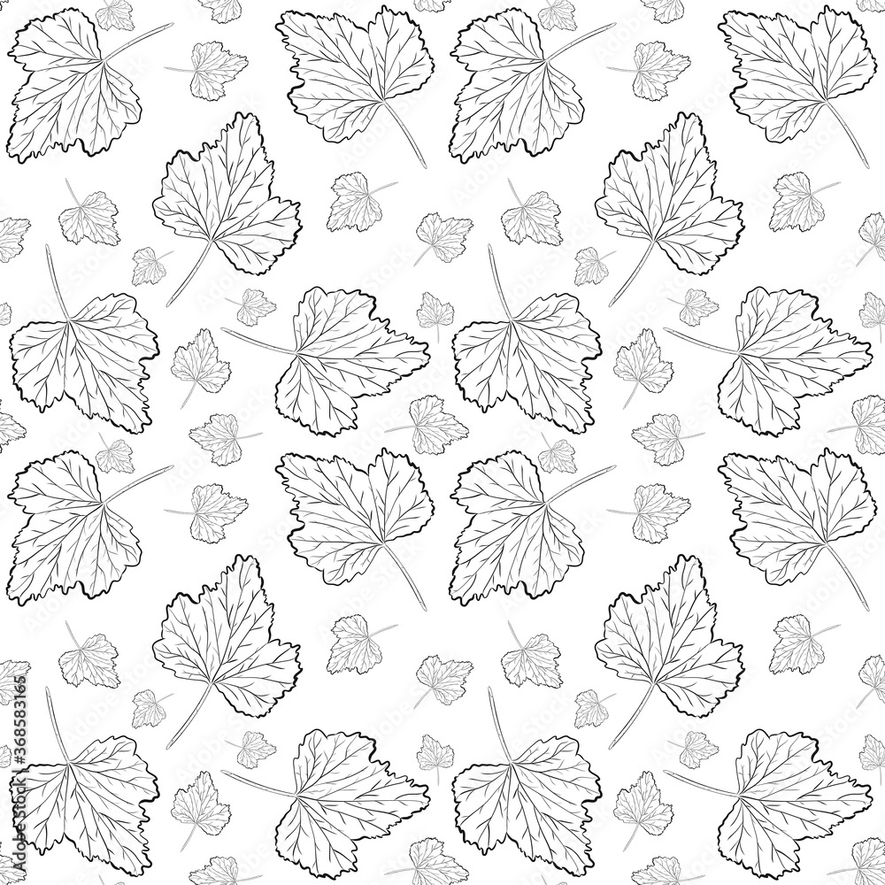 Seamless wallpaper. Coloring. Suitable for packaging, fabrics, wallpaper and simple dyes. Autumn leaves.