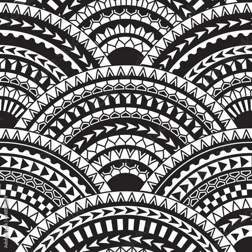 Canvastavla Seamless pattern with geometrical wavy fish scale layout