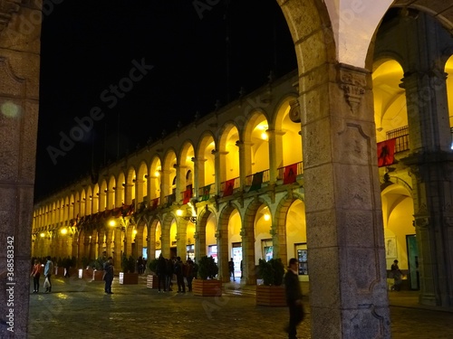 South America, Peru, city of Arequipa, Plaza de Armas, municipal palace, town hall