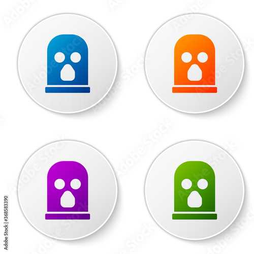 Color Balaclava icon isolated on white background. A piece of clothing for winter sports or a mask for a criminal or a thief. Set icons in circle buttons. Vector.