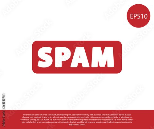 Red Spam icon isolated on white background. Vector.