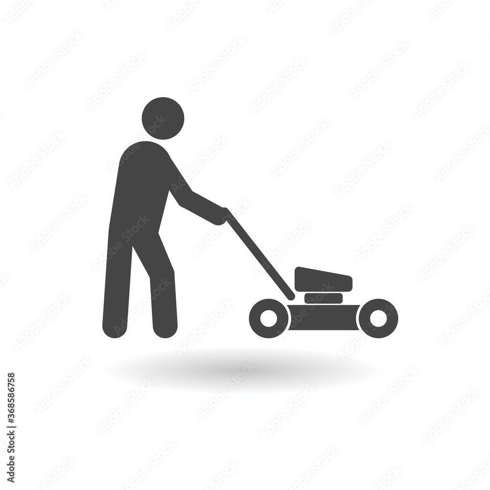 Gardening Grass Cutter icon with shadow Gardening Grass Cutter icon with shadow