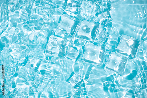 Cool and transparent ice cubes in summer