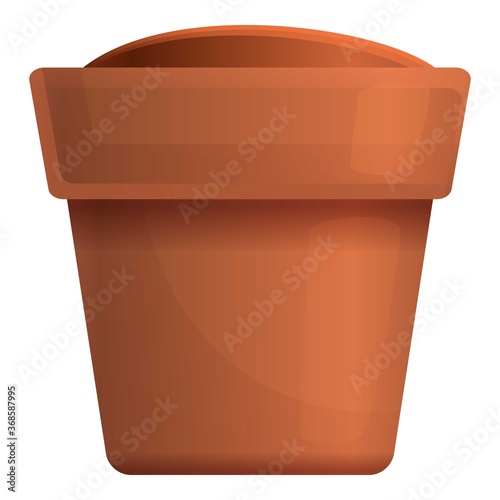 Soil in plant pot icon. Cartoon of soil in plant pot vector icon for web design isolated on white background