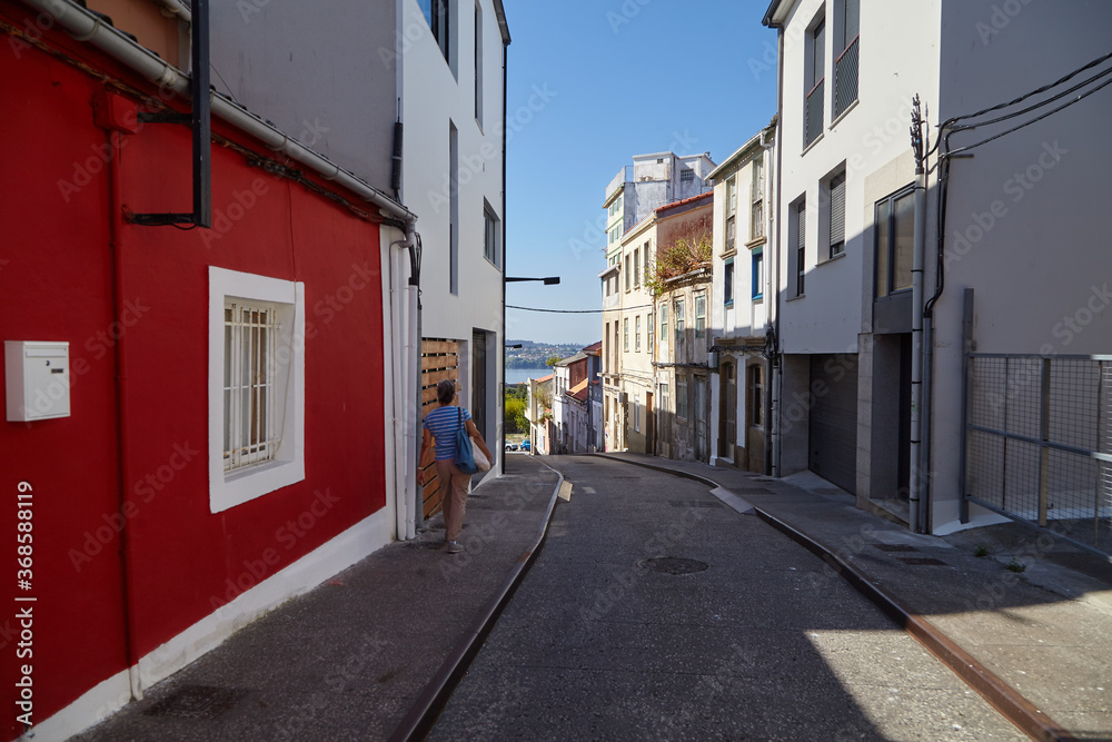 Traditional street with colored buildings from Spain.