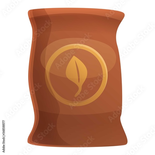 Fertilizer leaf sack icon. Cartoon of fertilizer leaf sack vector icon for web design isolated on white background