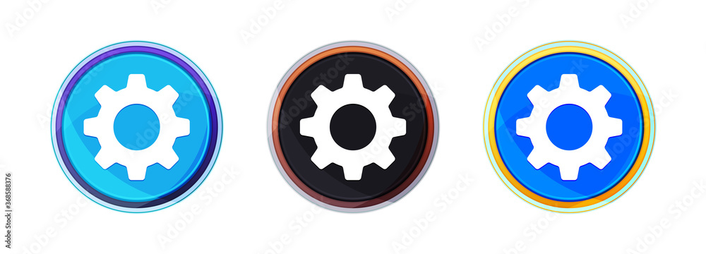 Settings icon perfect shine round button set illustration Settings icon perfect shine round button set illustration