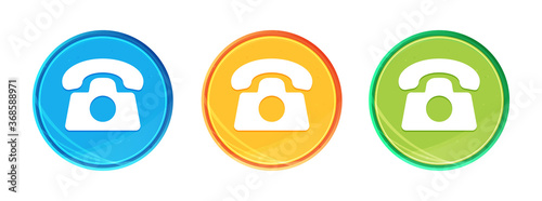 Telephone icon clean soft round button set illustration