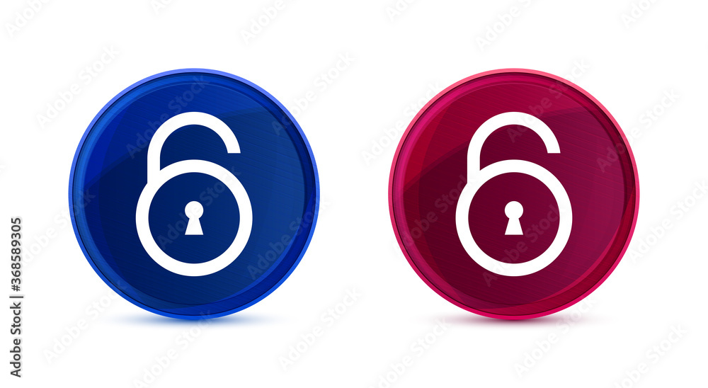 Padlock open icon silky round button set illustration Padlock open icon silky round button set illustration