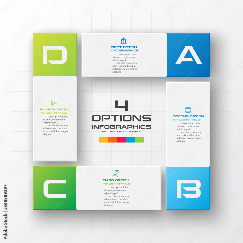 Business infographics template 4 steps with square,Element for design invitations,Vector illustration. Business infographics template 4 steps with square,Element for design invitations,Vector illustration.
