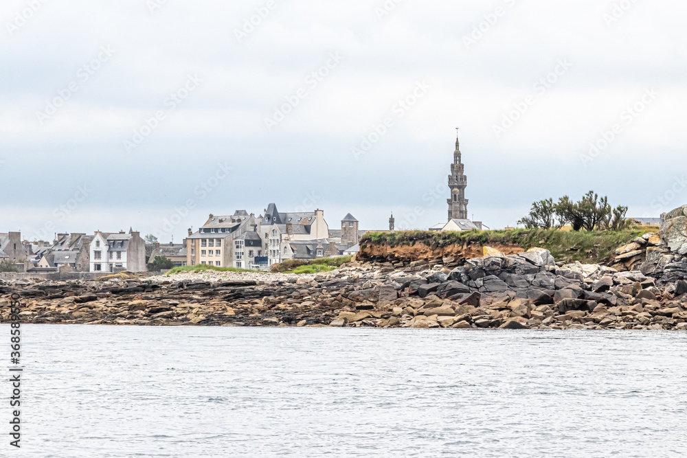 the city of Roscoff, seen from the island of Batz, in Brittany