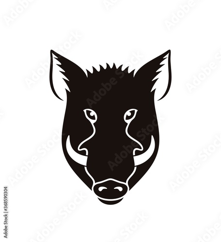 Boar logo. Isolated boar on white background