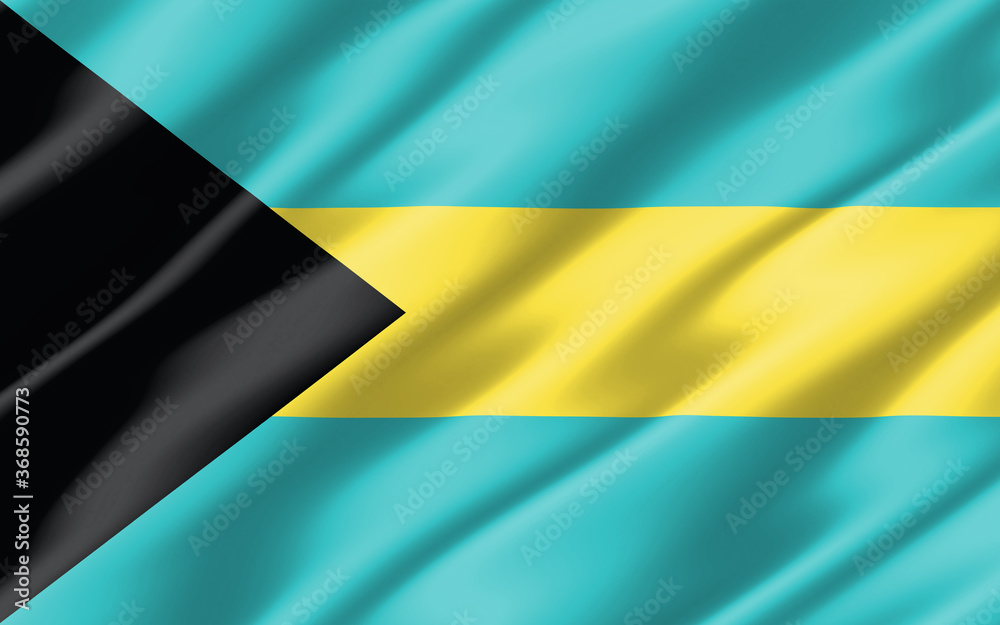 Silk wavy flag of Bahamas graphic. Wavy Bahamian flag 3D illustration. Rippled Bahamas country flag is a symbol of freedom, patriotism and independence. Silk wavy flag of Bahamas graphic. Wavy Bahamian flag 3D illustration. Rippled Bahamas country flag is a symbol of freedom, patriotism and independence.