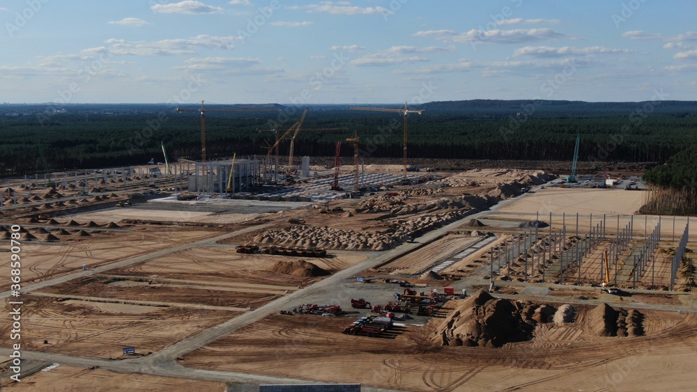 Baustelle der Tesla Gigafactory in Grünheide bei Berlin Baustelle der Tesla Gigafactory in Grünheide bei Berlin