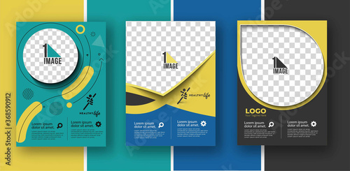 Set of Business flyer with space of image & logo- Brochure magazine cover page & poster template, vector illustration.