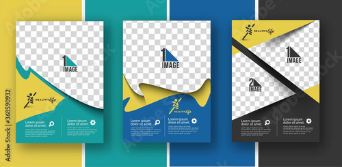 Set of Business flyer with space of image & logo- Brochure magazine cover page & poster template, vector illustration.