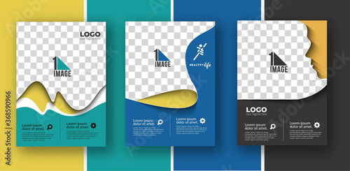 Set of Business flyer with space of image & logo- Brochure magazine cover page & poster template, vector illustration.