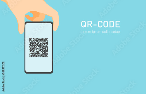 QR code scanning vector illustration concept, people use smartphone and scan qr code for payment and everything, can use for, landing page, template, ui, web, mobile app, poster, banner, flyer.