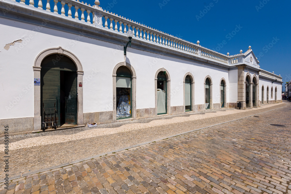 Fototapeta premium facade of old market in tavira, Portugal