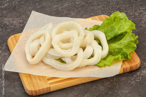 Raw squid rings for cooking