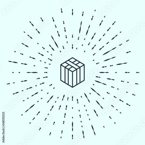 Black line Bale of hay icon isolated on grey background. Abstract circle random dots. Vector.