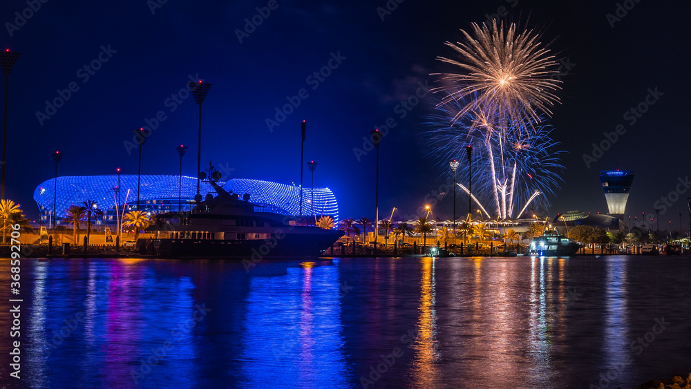 fireworks on yas marina circuit in abu dhabi 