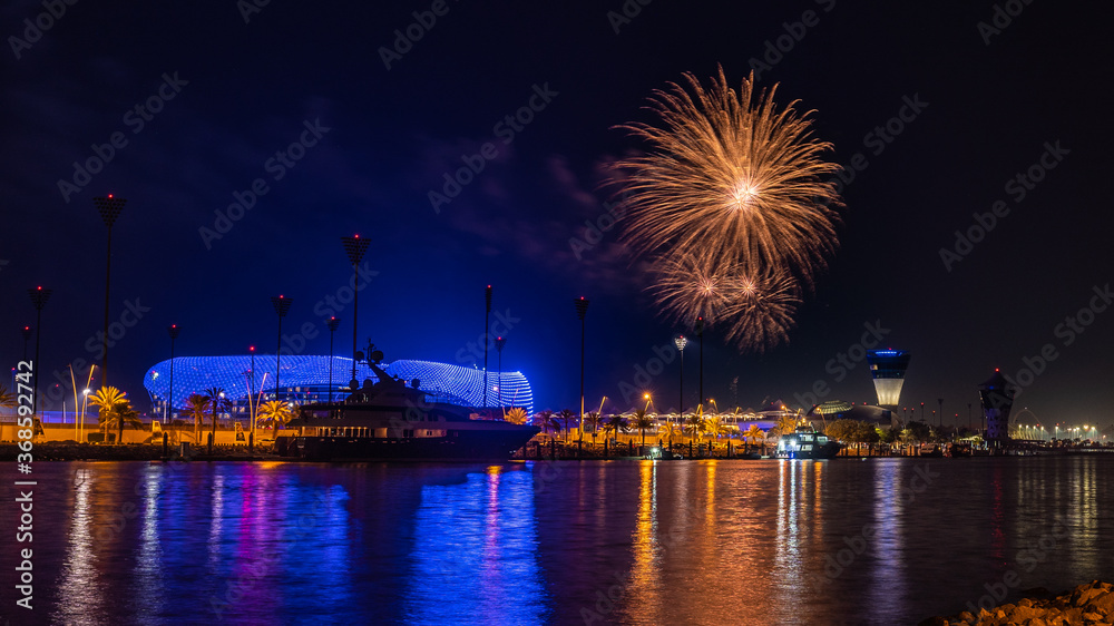 fireworks on yas marina circuit in abu dhabi 