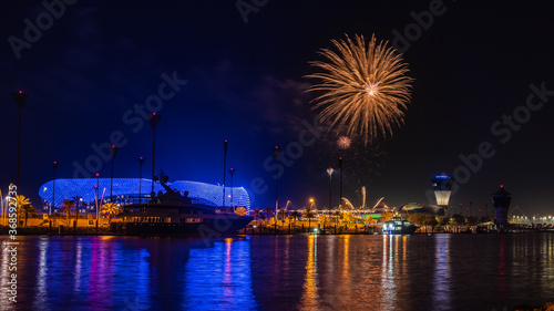 fireworks on yas marina circuit in abu dhabi  © malangusha