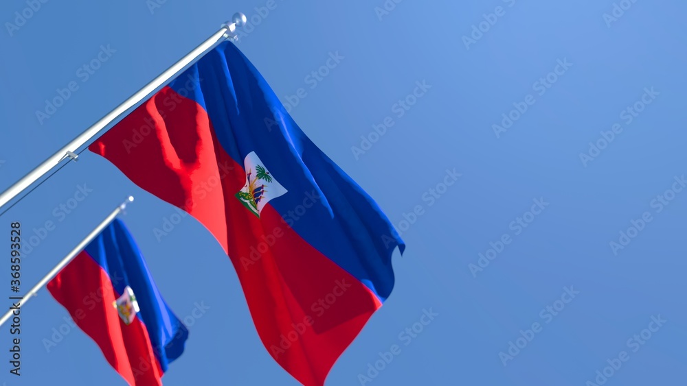 Fototapeta premium 3D rendering of the national flag of Haiti waving in the wind