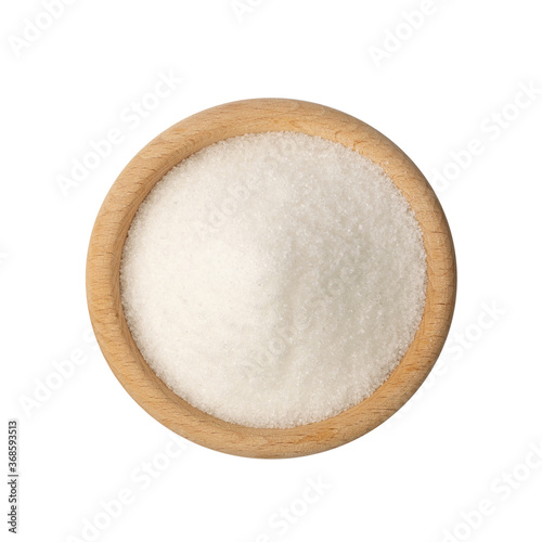 Small Crystals of White Sugar Isolated on White Background