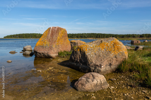 Sea coast on a sunny day at vormsi island