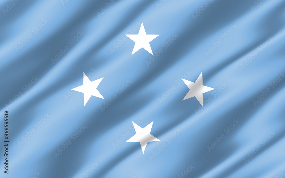 Silk wavy flag of Micronesia graphic. Wavy Micronesian flag 3D illustration. Rippled Micronesia country flag is a symbol of freedom, patriotism and independence. Silk wavy flag of Micronesia graphic. Wavy Micronesian flag 3D illustration. Rippled Micronesia country flag is a symbol of freedom, patriotism and independence.