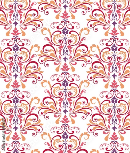 Colorful paisley floral pattern , textile swatch , India