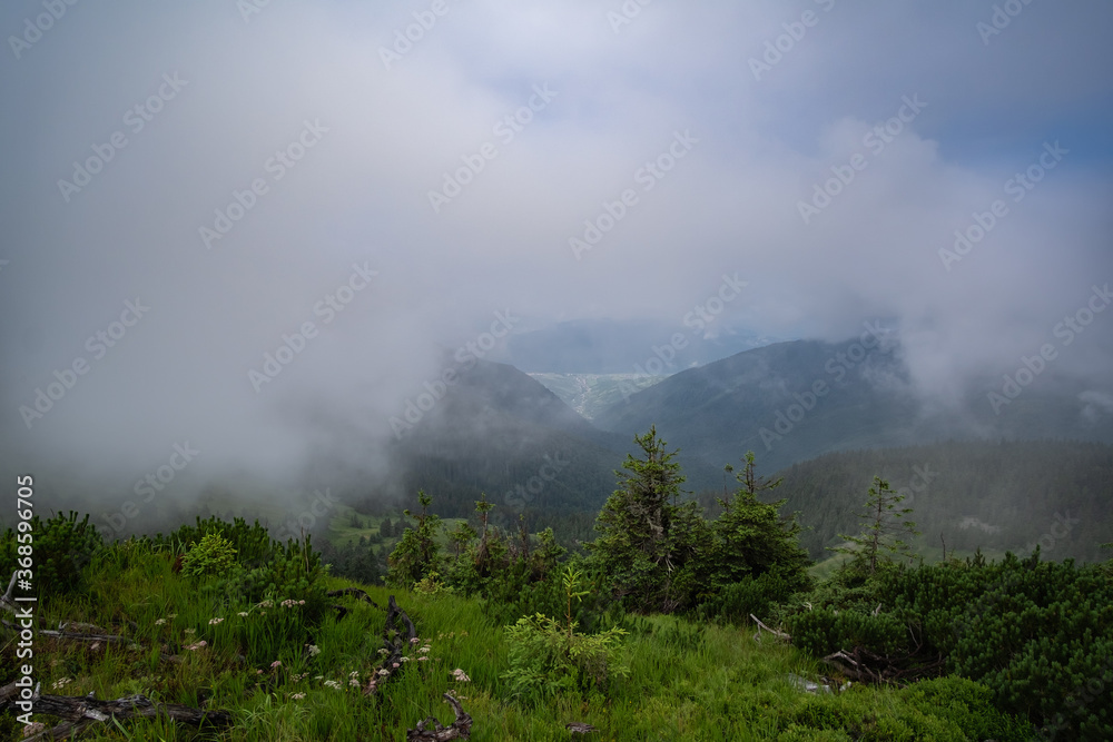 Clouds are rolling through after the rain in the Great Smoky Mountains National Park in Western North Carolina.