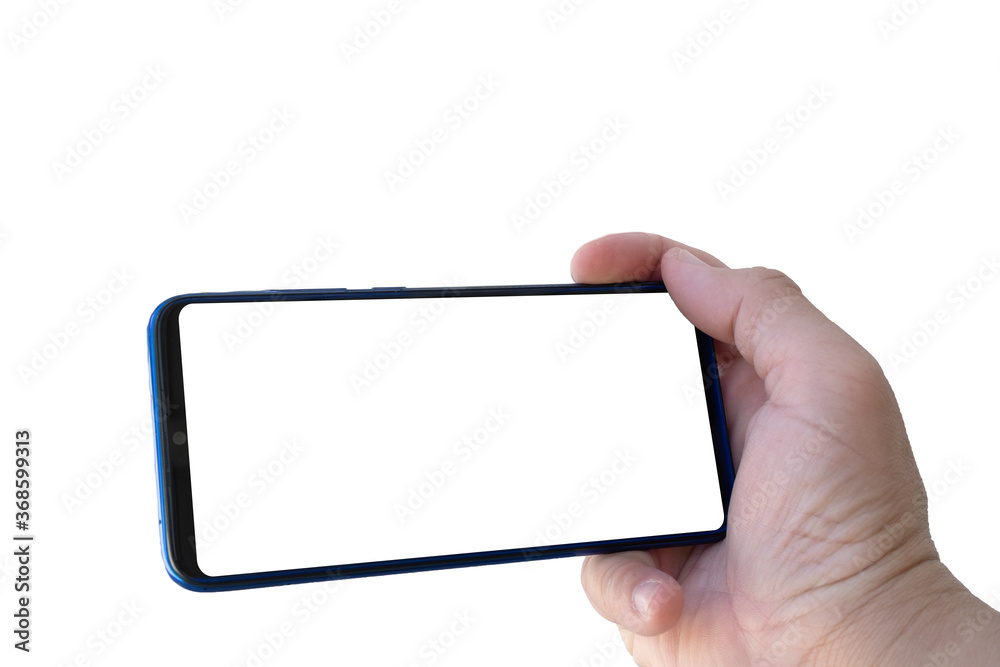 hand hold horizontal smartphone for technology, information concept hand hold horizontal smartphone for technology, information concept