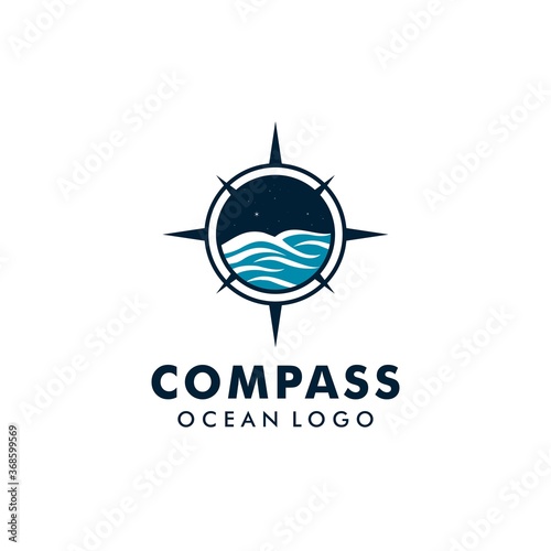 compass and ocean/sea  symbol logo template