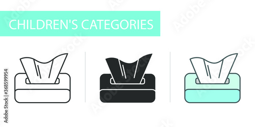napkins in packaging, icons set
