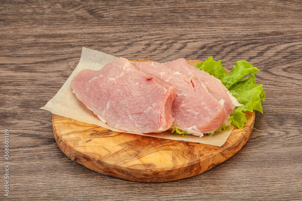 Raw pork steak for cooking