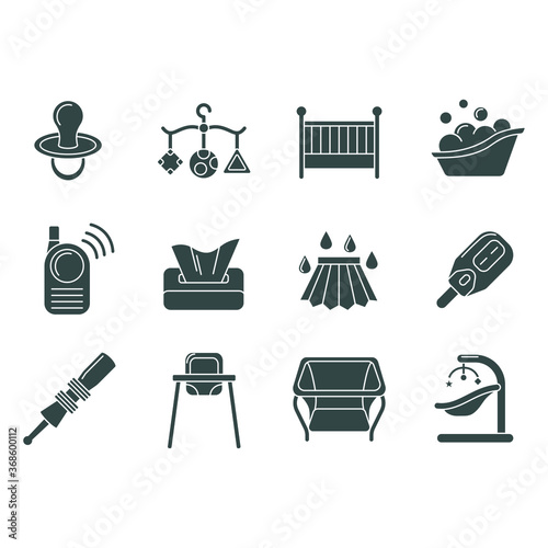 baby glyph different icons set, menu
