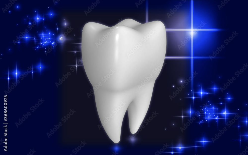 3D illustration of teeth on color background