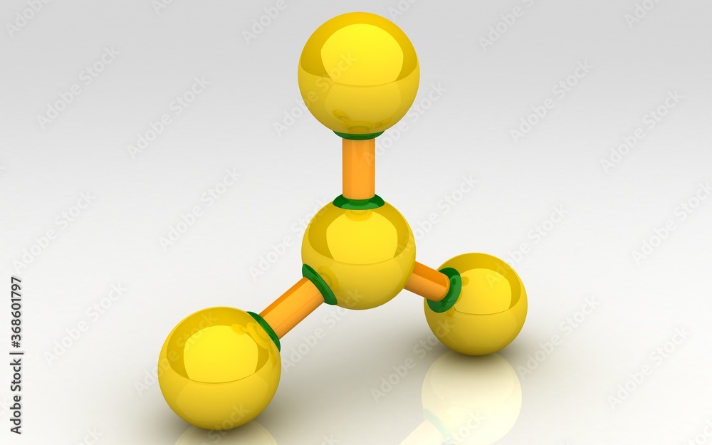 3D illustration of molecule on white background 3D illustration of molecule on white background