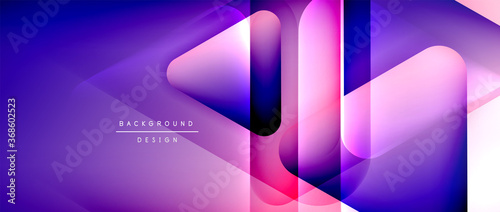 Triangle shapes geometric abstract background. 3D shadow effects and fluid gradients. Modern overlapping forms wallpaper for your text message