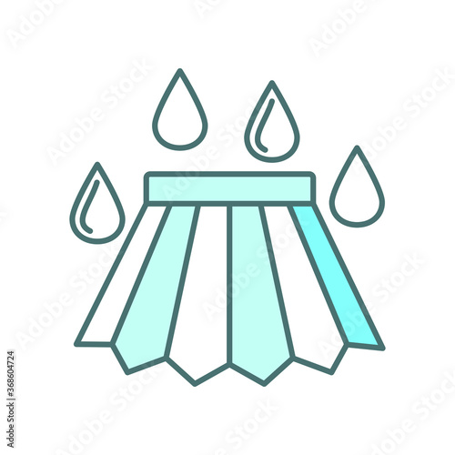 color icon, hat used for washing child's, drops around