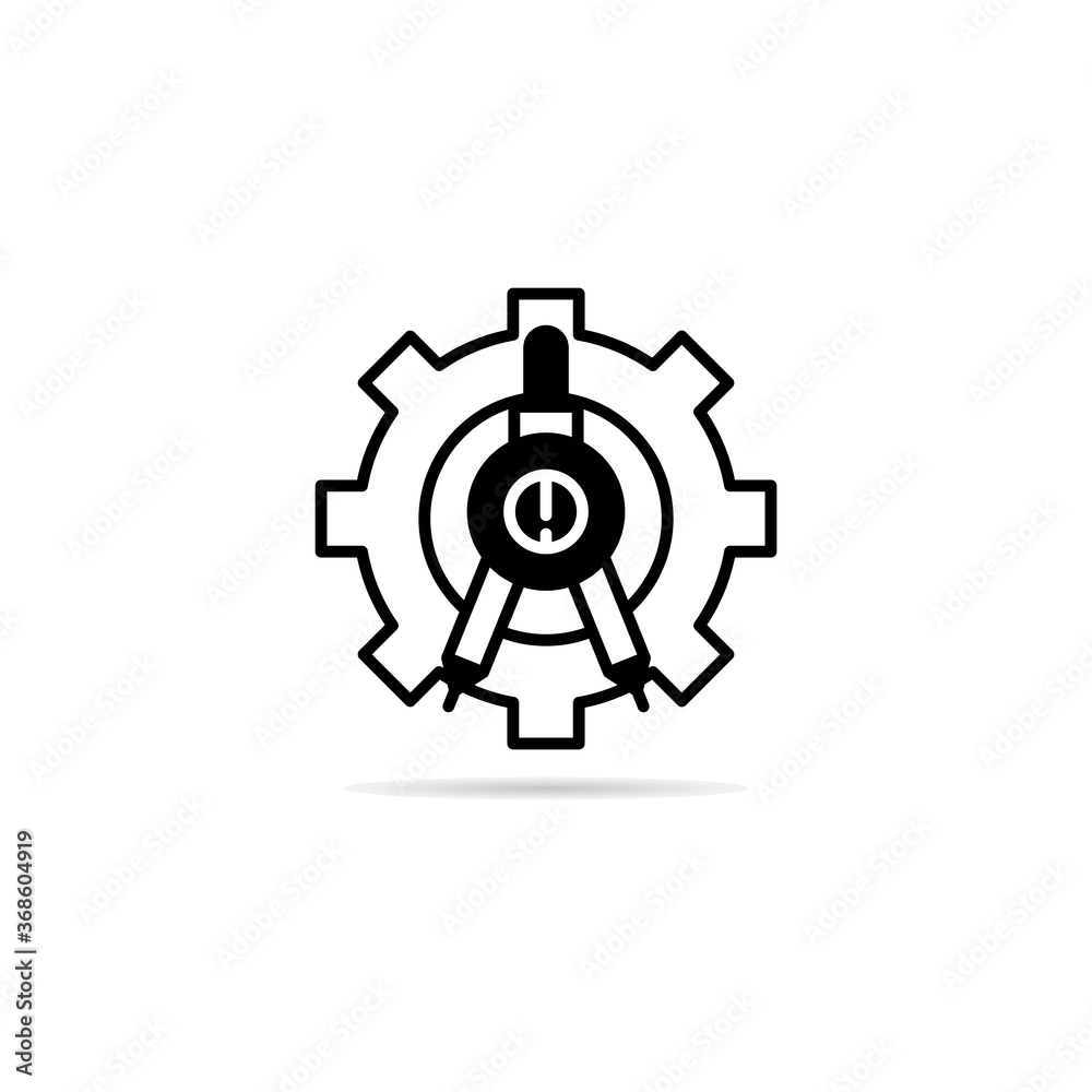 compass and cog icon with drop shadow vector illustration compass and cog icon with drop shadow vector illustration