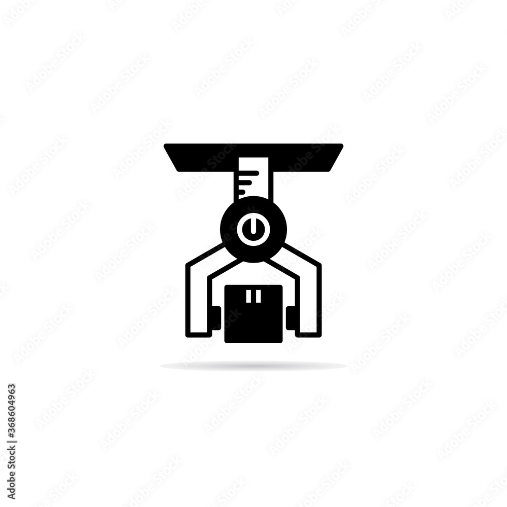 robotic arm picking box icon vector illustration robotic arm picking box icon vector illustration