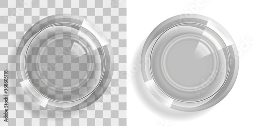 Glass of water on a transparent background. Top view.