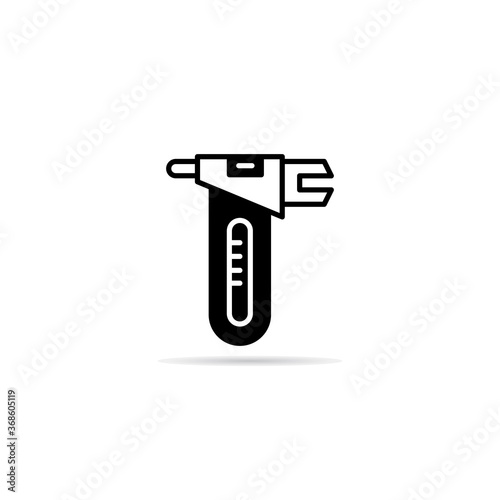 vernier caliper icon with drop shadow vector illustration